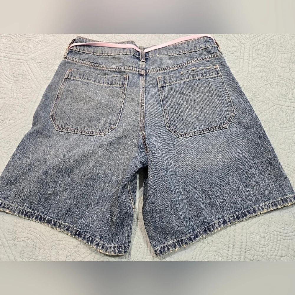 Hollister Low Rise Baggy Short Blue and Pink Jean Shorts Size W29
